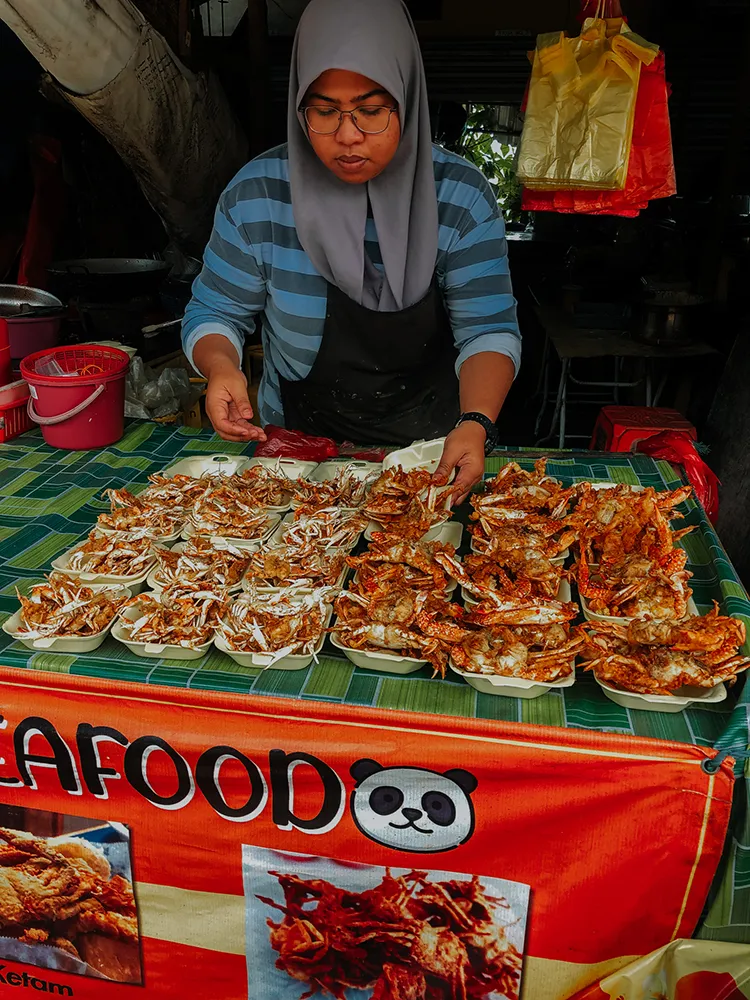 Soft-shell crab stand on Pangkor Island