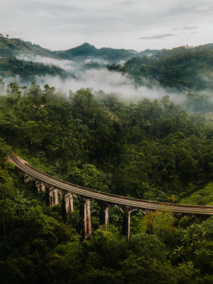 The Nine Arch Bridge seen from above