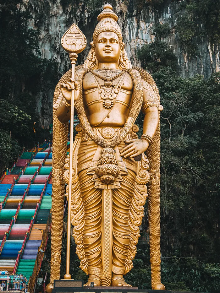 Golden statue of Lord Murugan at Batu Caves, Kuala Lumpur