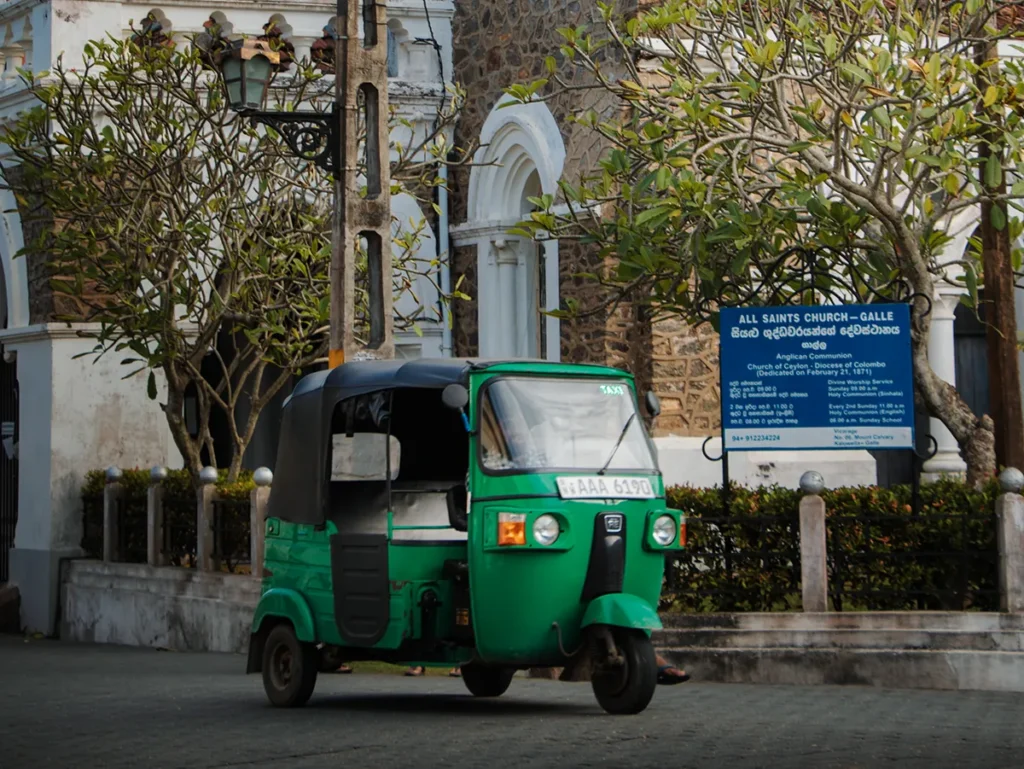 Green tuktuk in Galle Fort