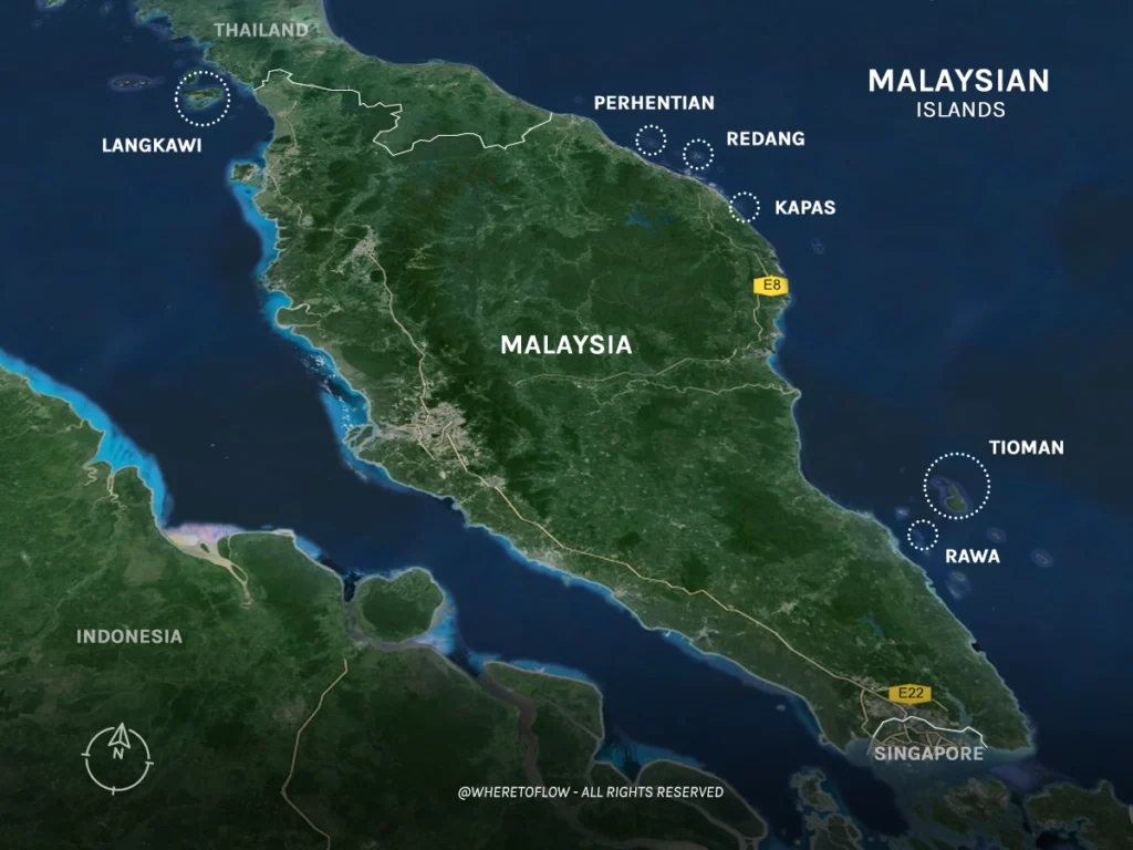 7 Must-Visit islands in Peninsular Malaysia Map