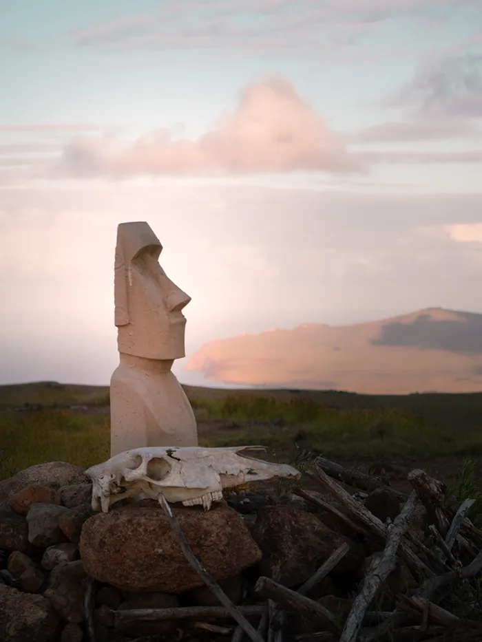 Moai on the top of Mt Terevaka