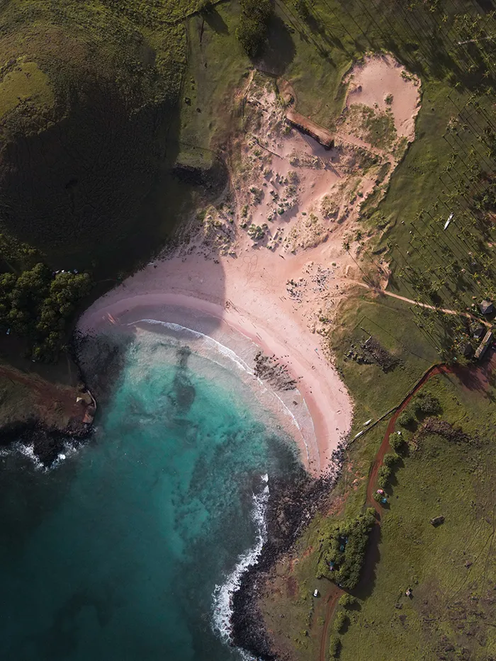 anakena beach easter island pink sand